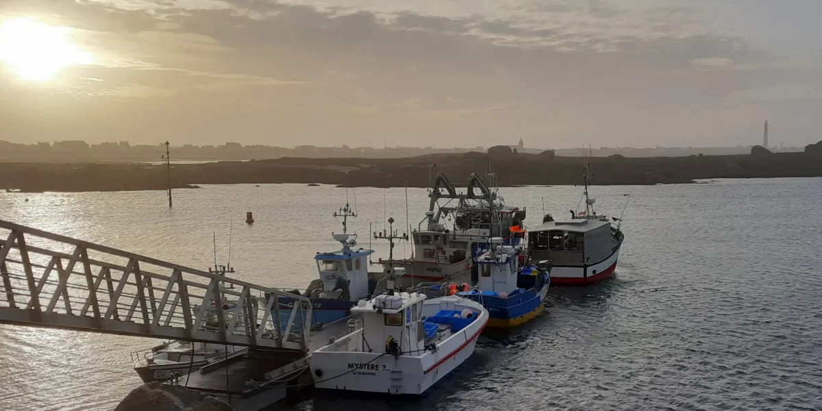 Chantier polyester au port de Saint-Guénolé